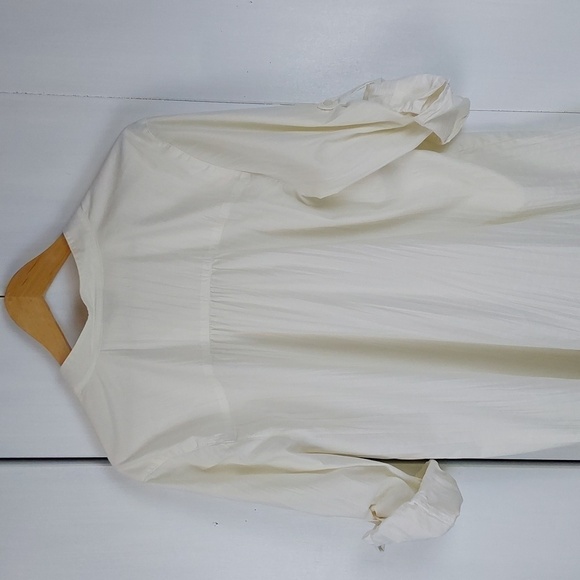 J Jill Womens Cream Stretchy Cotton Top Roll Tab Sleeves Minimalist Sz.L - Picture 6 of 8